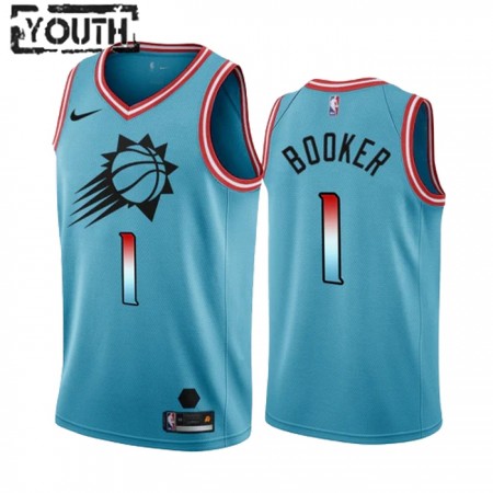 NBA Børn Trøje Phoenix Suns Devin Booker 1 2022-23 Nike City Edition Blå Swingman NBA Børn Trøje Phoenix Suns Devin Booker 1 2022-23 Nike City Edition Blå Swingman